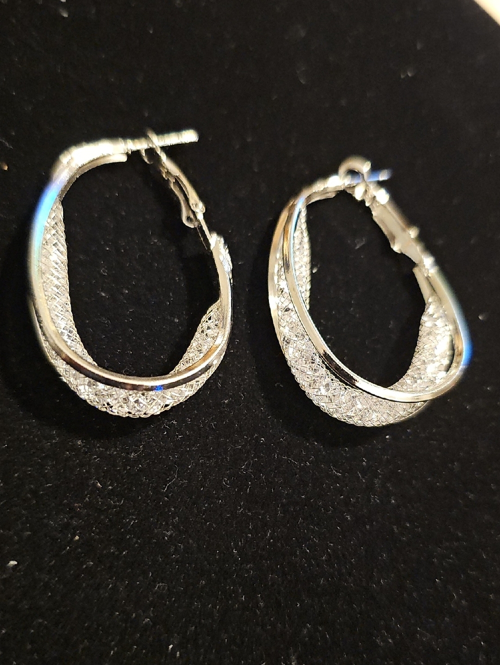 Silver-Tone Textured Hoop Earrings - Women Jewelry